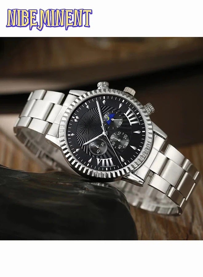 NIBEMINENT 5pcs Elegant Men's Quartz Watch & Accessory Gift Set - Includes Stylish Fashion Glasses, Wallet, Keychain, Fountain Pen in Faux Leather Display Box - Ideal Trendy Present for Friends - Image 2